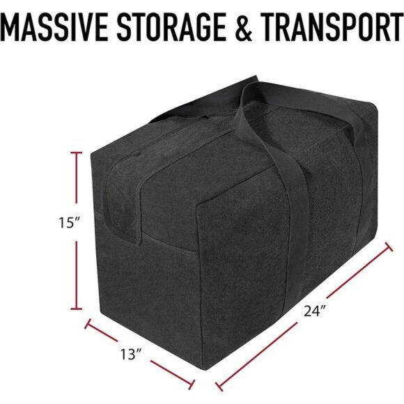 Canvas Parachute Cargo Bag – Extra Large Travel Duffle Bag with 75L - Picture 10 of 14